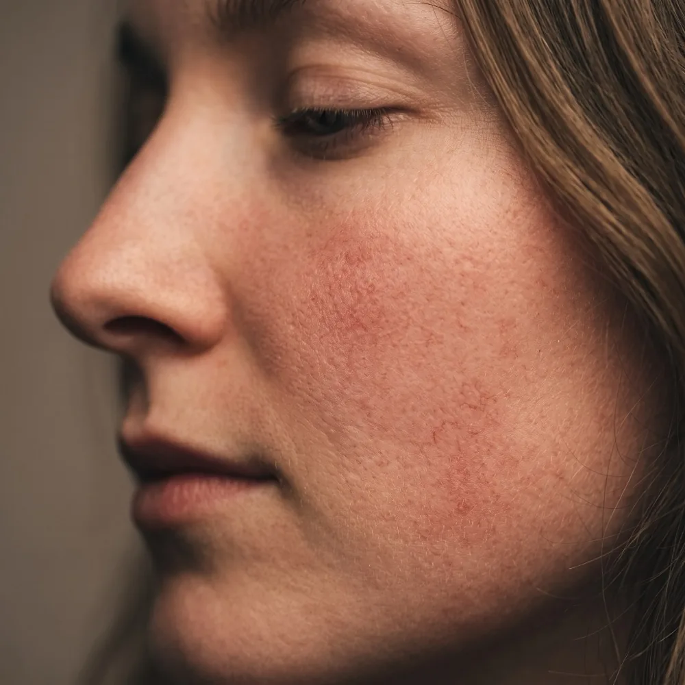Fototerapia LED Dermalux® — zbliżenie na skórę twarzy